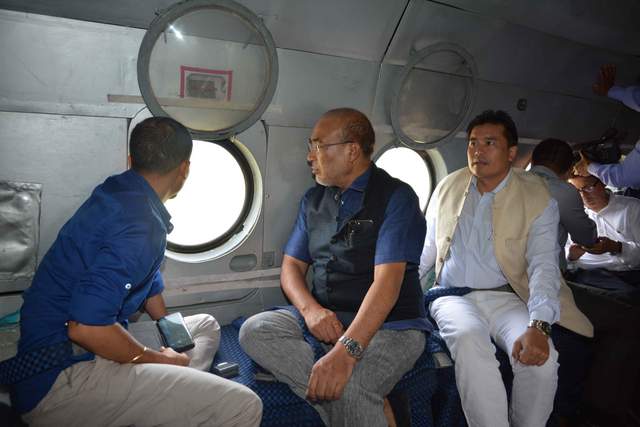 CM WITH MINISTER BISHWAJIT AND OTHERS AERIAL FLOOD SURVEY, JULY 15, 2017